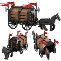 Blocs de construction MOC Chariot médiéval Chariot de prison Accessoires d'armes militaires Armement assemblé Scène à petites particules Jouet DIY