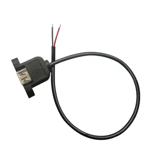 Schalttafel einbau USB 2.0 Buchse auf 2 Drähte 2464 offenes Kabel Pigtail mit Schrauben loch Ohr kabel 4-poliges Verlängerung kabel USB-Anschluss