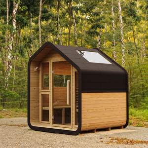 ساونا خارجية حديثة لأربعة أشخاص مصنوعة من خشب الأرز الأحمر مع باب زجاجي مقوى وموقد بالأشعة تحت الحمراء للتسخين بالبخار الجاف، متوفرة بالجملة في كندا الغربية - Product Image 2