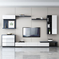 Meilleures ventes, ensemble table basse et meuble TV à panneaux MDF blancs et noyer, table TV