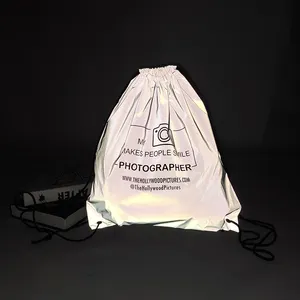 Trường Túi phản quang bền Polyester Ba lô phản quang vẽ chuỗi túi dây kéo ba lô với logo