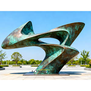 Sculpture moderne en métal, ornements décoratifs de jardin, géométrie de miroir en acier inoxydable abstrait de grande taille pour l'extérieur - Product Image 4