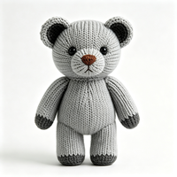 En gros, Ours en peluche gris tricoté, personnalisé, mignon, jouet et poupée en peluche