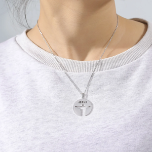 Collar con Colgante Redondo Personalizado de <span class=keywords><strong>Jesucristo</strong></span> el Redentor, Chapado <span class=keywords><strong>en</strong></span> Oro de 18K, Acero Inoxidable, Joyería Religiosa Cristiana, Regalo - Product Image 3