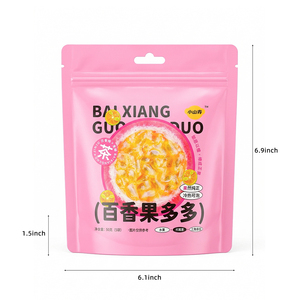 Custom Printed Food Grade Pink Stand Up Pouch Resealable Ziplock Bag for Dried Fruit Tea Snack Packaging - Product Image 3