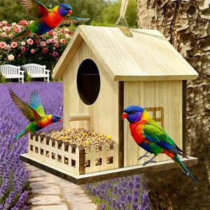 Nichoir transfrontalier à monter soi-même pour colibris, mangeoire à <span class=keywords><strong>oiseaux</strong></span> pour l'observation des <span class=keywords><strong>oiseaux</strong></span> dans le <span class=keywords><strong>jardin</strong></span>, couleur bois naturel - Product Image 1
