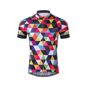 Maillot de cyclisme à motif géométrique coloré à manches courtes pour hommes - Product Image 1