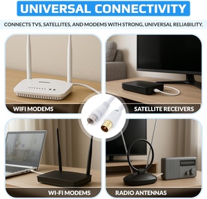 Connecteur coaxial Aérien F Mâle vers Câble RF M Mâle pour Satellite, TNT, Xfinity <span class=keywords><strong>TV</strong></span>, HDTV, DVB, DVD, Radio/<span class=keywords><strong>Cordon</strong></span> Coaxial - Product Image 6