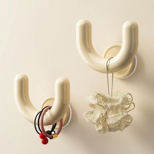 Suction Cup Robe Hook <b>Wall</b> <b>Mounted</b> No Drill Bathroom Organizer Modern Design Single Hook For Towel And Accessories - Product Image 1