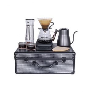 Hot Sale 9-Piece Premium Eco-Friendly Square Stainless Steel Travel Case Stocked <b>Arabic</b> Coffee Kit Pour Kettle Grinder Hand Drip - Product Image 1