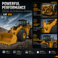 Chargeuse à roches Cat 990 à faible entretien avec liaison en Z pour l'exploitation minière en bande et le stockage de minerai