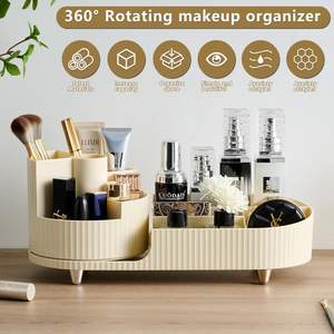 Expositeur de cosmétiques moderne de bureau, boîte de rangement rotative à 360 degrés pour le maquillage, organisateur pour la salle de bain - Product Image 2