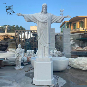 Sculpture religieuse catholique grandeur nature en marbre blanc, représentant Jésus, pour décoration extérieure d'église, sculpture en pierre. - Product Image 3