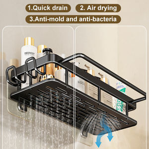 Estante organizador para ducha, estante autoadhesivo negro, estantes de <span class=keywords><strong>baño</strong></span>, cesta, estante de pared para accesorios de <span class=keywords><strong>baño</strong></span> - Product Image 3