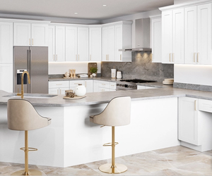 Custom White Modular Modern <b>Wood</b> Kitchen Cabinets Island Design for Apartment and Mall Use with Accessories - Product Image 3