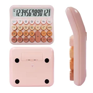 New Mechanical Switch Calculator Pink Electronic Calculator Cute 12 Digit Large LCD Display Buttons Calculator Large LCD Display