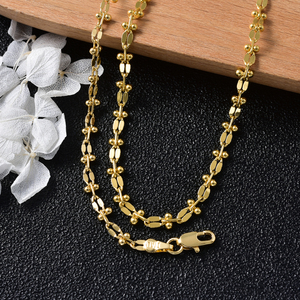 Conjunto de collar y pulsera de cobre chapado en oro de 18k, con cuentas lisas y brillantes, resistente al deslustre, ideal para fiestas y reuniones. - Product Image 4