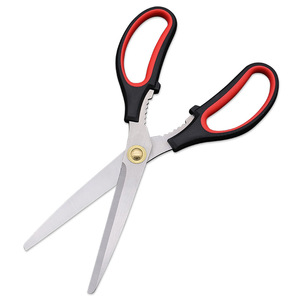 <b>Kitchen</b> <b>Scissor</b> Stainless Steel 8 In Straight Head Red And Black Handle For Meat Chicken Steak Grill Use Home Cooking - Product Image 2