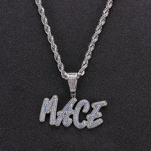 Collar con Colgante de Letras Inglesas Mayúsculas Retro con Circonitas, Estilo Hip Hop Europeo y Americano, Gran Venta, para Mujeres y Hombres, Regalo - Product Image 5