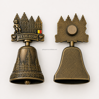 Aimant de réfrigérateur en forme de cloche souvenir de San Francisco, Californie, avec pont Golden Gate en relief 3D, finition cuivre antique