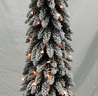 Sapin de Noël artificiel mince pré-éclairé et floqué avec lumières LED chaudes, sapin de Noël en forme de crayon pour la décoration des fêtes, vente en gros