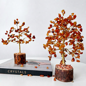Venta al por mayor de piedras preciosas de cornalina roja natural de primera calidad, 300 chips, árbol hecho a mano, estilo M-SEAL Love, decoración Feng Shui para el hogar - Product Image 1