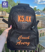Sac à dos de cheerleading personnalisé avec logo en strass, nom personnalisé, sac de cheerleading noir pailleté pour les filles de l'équipe, compétition sportive