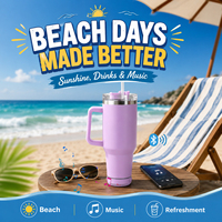 Bouteille d'eau en acier inoxydable étanche grande capacité avec haut-parleur Bluetooth sans fil intégré – Gobelet audio portable