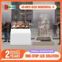 Lantai OLED Super ramping 55 inci berdiri dua sisi layar sentuh transparan tanda Digital interaktif untuk bandara