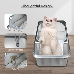 Nouvelle litière pour chat entièrement en acier inoxydable 2025 avec couvercle, litière métallique extra large, litières fermées - Product Image 4
