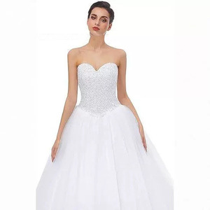 Strapless Ball Gown Wedding Dress Fitted Waist Tulle Skirt White Princess Style Bride Dress - Product Image 2