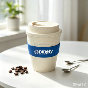 Gobelet à café en coque de riz de 12 oz avec couvercle à vis - Product Image 5