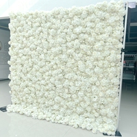 Mur de fleurs de roses artificielles en soie rouge de 8ftx8ft; Panneau de toile de fond de fleurs de 60*40cm pour la fête de mariage