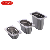 Plateau de service alimentaire en acier inoxydable JIWINS GN 1/2, 325x265x100mm, durable, qualité alimentaire, pour hôtels et traiteurs
