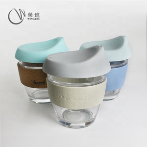 Cangkir Teh Kaca Silikon, Dapat Digunakan Kembali dengan Lengan Gabus Cangkir Kopi dengan Tali Gabus Cangkir Kaca - Product Image 3