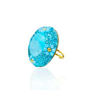Crystal <b>Ring</b> With <b>Blue</b> Stones And Gold Plating For Women Fashion Jewelry - Product Image 1