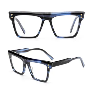 2024 Blue Light Blocking Square Frame Acetate Eyeglasses Unisex Fashion Designer Optical Frame For Men Eye Glasses Oversized