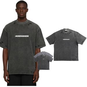 Camiseta Personalizada con Lavado Ácido para Hombre, Transpirable, Corte Estándar, Casual, Manga Corta, Lisa, de Alta Calidad, Fabricante OEM - Product Image 1