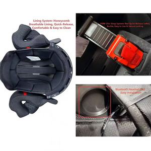 Casques de <span class=keywords><strong>moto</strong></span> modulaires noirs en ABS avec éclairage LED, double visière, certifiés DOT, vente en gros - Product Image 4