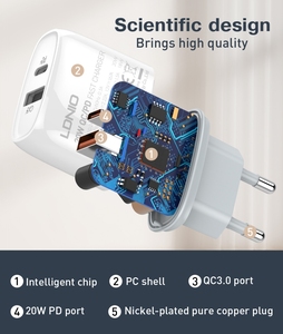 Adaptateur mural intelligent pour téléphone portable LDNIO Q229, plusieurs ports 5V 3A, charge rapide 3.0, <span class=keywords><strong>USB</strong></span> C 20W, charge rapide <span class=keywords><strong>multi</strong></span>-ports <span class=keywords><strong>USB</strong></span> PD - Product Image 5