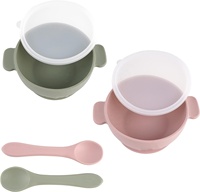Ensemble d'alimentation pour bébé en silicone en gros, sans BPA, avec assiette à ventouse, bavoir, cuillère, fourchette et tasse