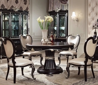 Table et chaises de salle à manger de style rococo luxueux avec des accents dorés et des meubles élégants
