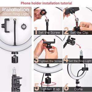 Anneau lumineux LED de 14 pouces avec 3 supports pour téléphone, 3 températures de couleur réglables, pour diffusion en direct, maquillage, selfie, photographie - Product Image 5