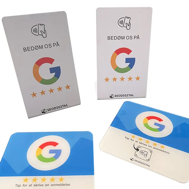 Placa de revisão acrílica para Google/Facebook/Instagram NFC, etiqueta de mesa com logotipo personalizado NFC, menu de código QR Google NFC