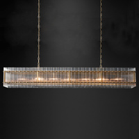 Lustre en cristal rectangulaire moderne de luxe E12 Suspension suspendue en verre à base pour la décoration de la salle à manger