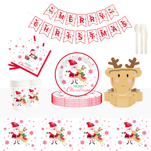 DAMAI Customized Disposable Paper Plates with Santa and Christmas Deer Pattern Christmas Theme Tableware Set Decorations - Product Image 2