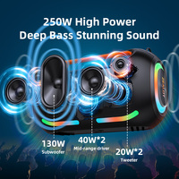 Sistema de Altavoces Activos Estéreo Profesional Ze41, Salida de 250 W, Alimentado por Batería, Woofer de 6.5 Pulgadas, para Cine en Casa, Fiestas, con Luces LED RGB