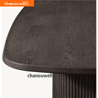 Table à manger sur piétement en chêne noir, table rectangulaire moderne en chêne massif rainuré pour 6 à 12 personnes