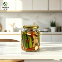 Pot alimentaire en verre hexagonal à col fileté de 300 ml, récipient transparent multi-usages pour la maison et la vente en gros commerciale