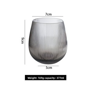 Vendita Diretta dalla Fabbrica, Calice da Vino Senza Stelo in Cristallo Soffiato a Mano, Colore Originale, Venature Verticali, Design Classico Sostenibile - Product Image 5